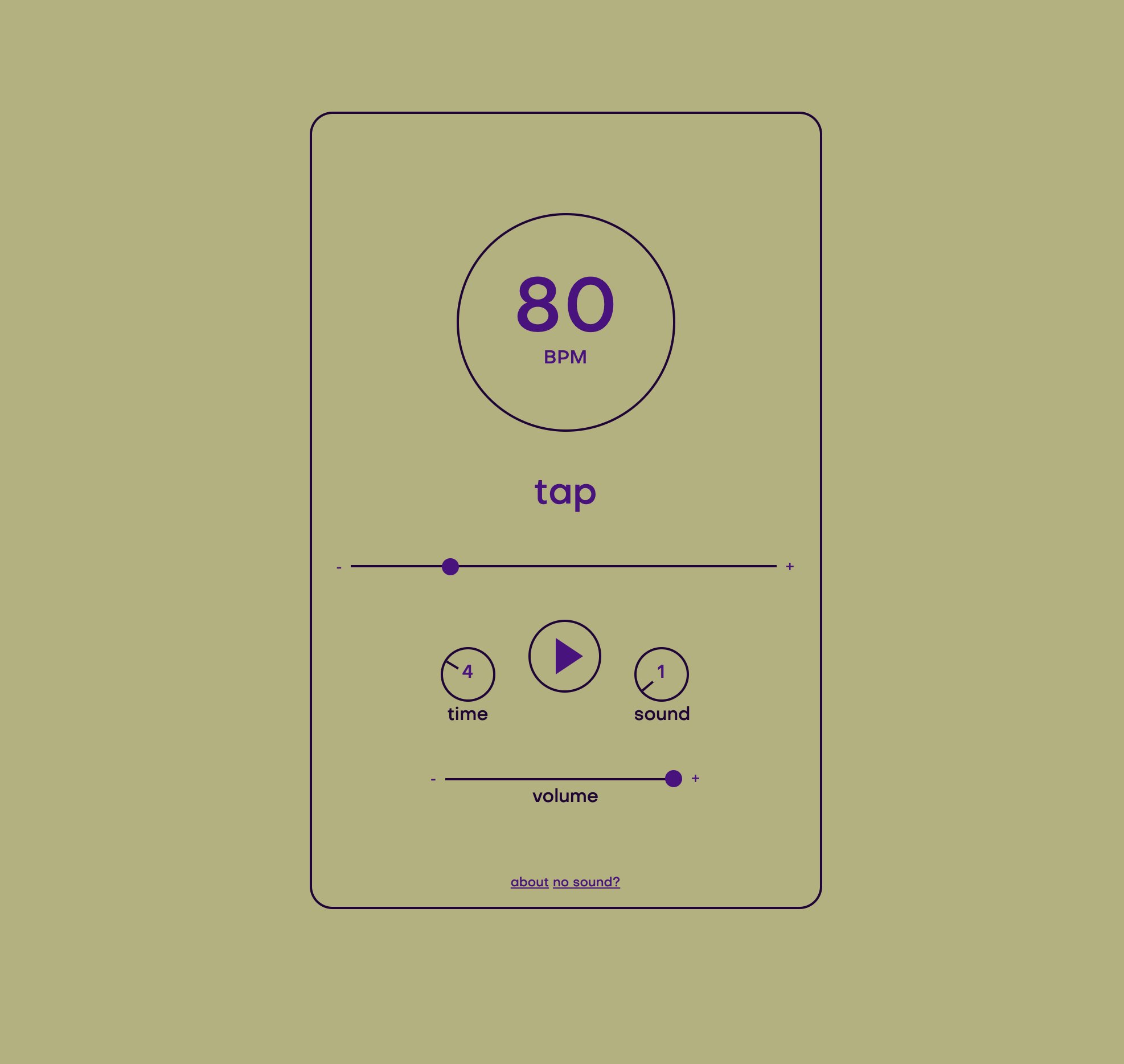 Screenshot of the online metronome website